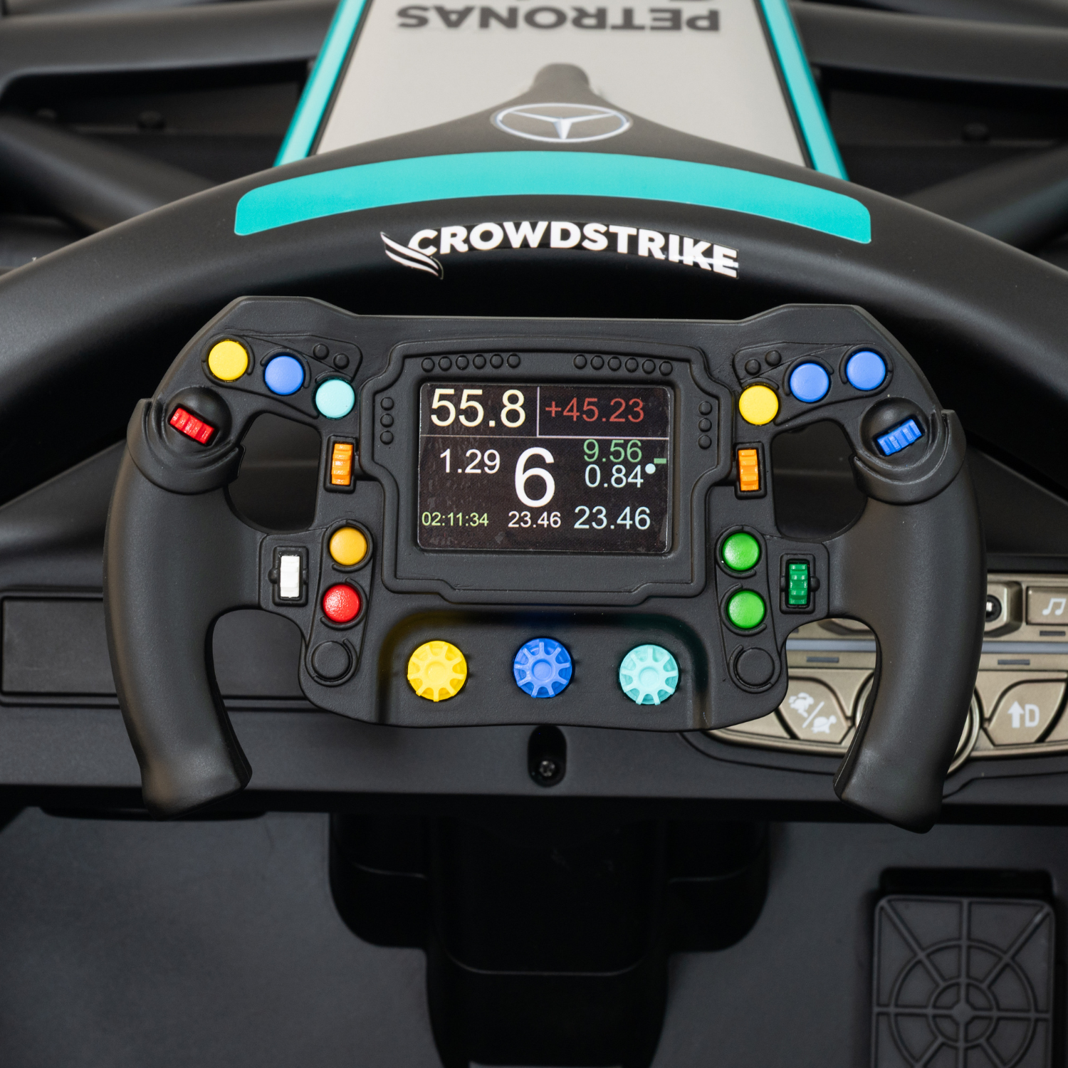 Auto Elettrica per Bambini Mercedes AMG F1 12V con Licenza Ufficiale Luci Led Suoni Realistici Display MP4 Telecomando Cinture di Sicurezza