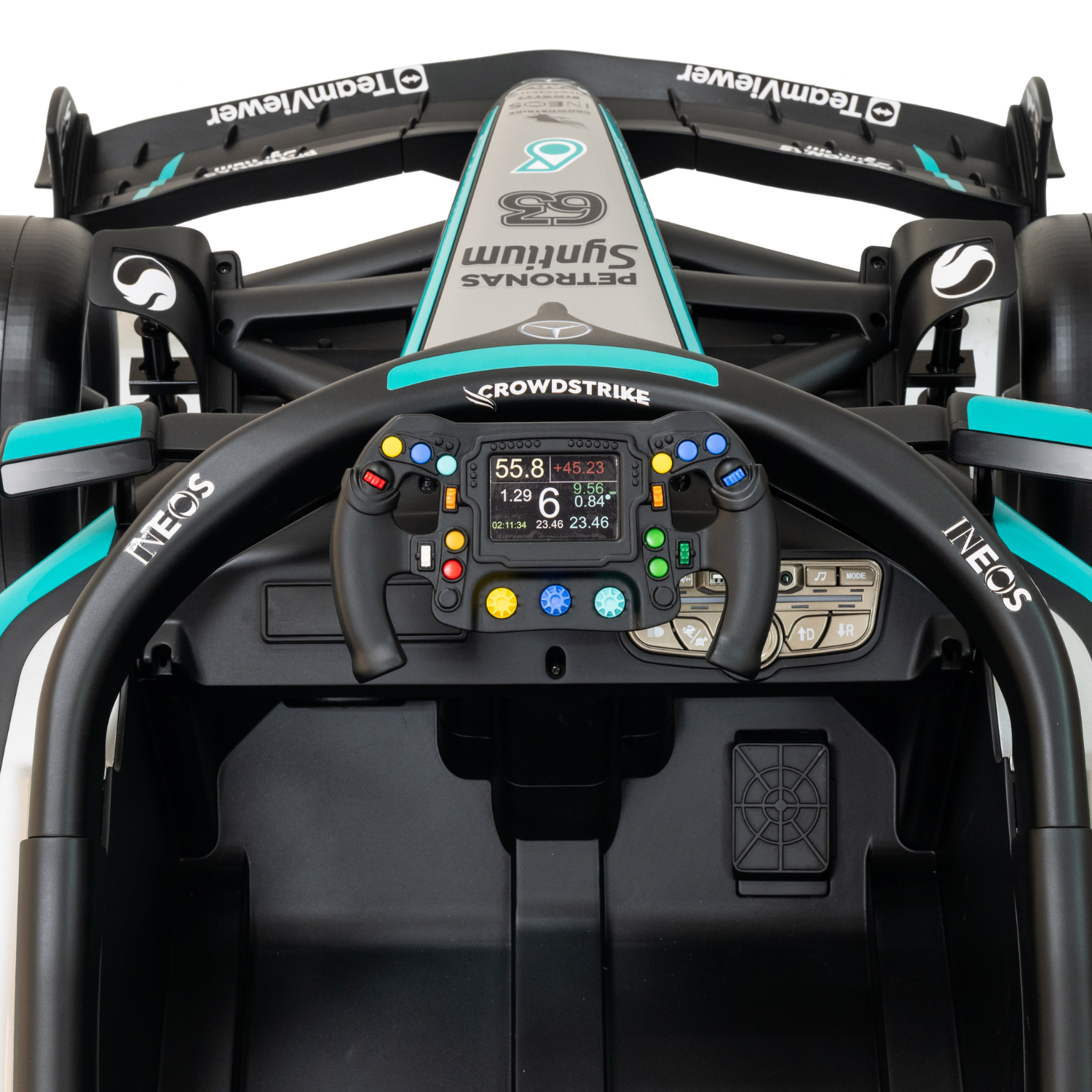 Auto Elettrica per Bambini Mercedes AMG F1 12V con Licenza Ufficiale Luci Led Suoni Realistici Display MP4 Telecomando Cinture di Sicurezza