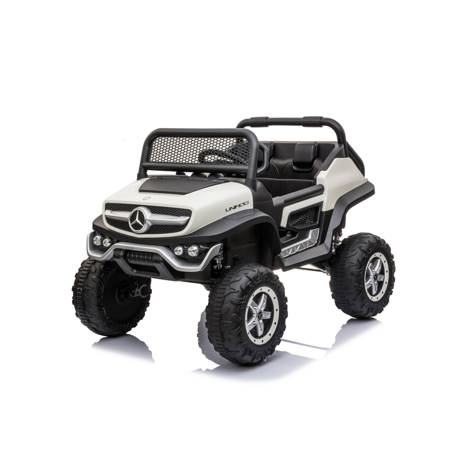Auto Elettrica per Bambini Mercedes Unimog 12V con Licenza Ufficiale Luci Led Suoni Realistici Display MP4 Telecomando Cinture di Sicurezza