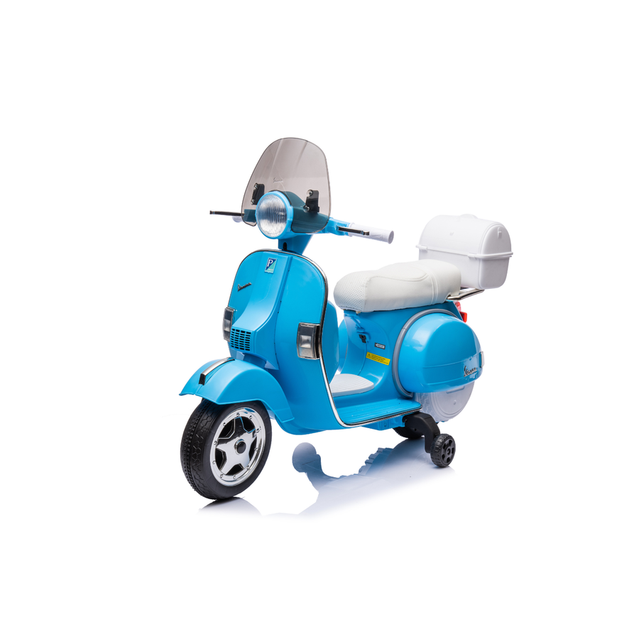 Moto Elettrica per Bambini Vespa Full px150 12V con Licenza Ufficiale Luci Led Suoni Realistici Mp3