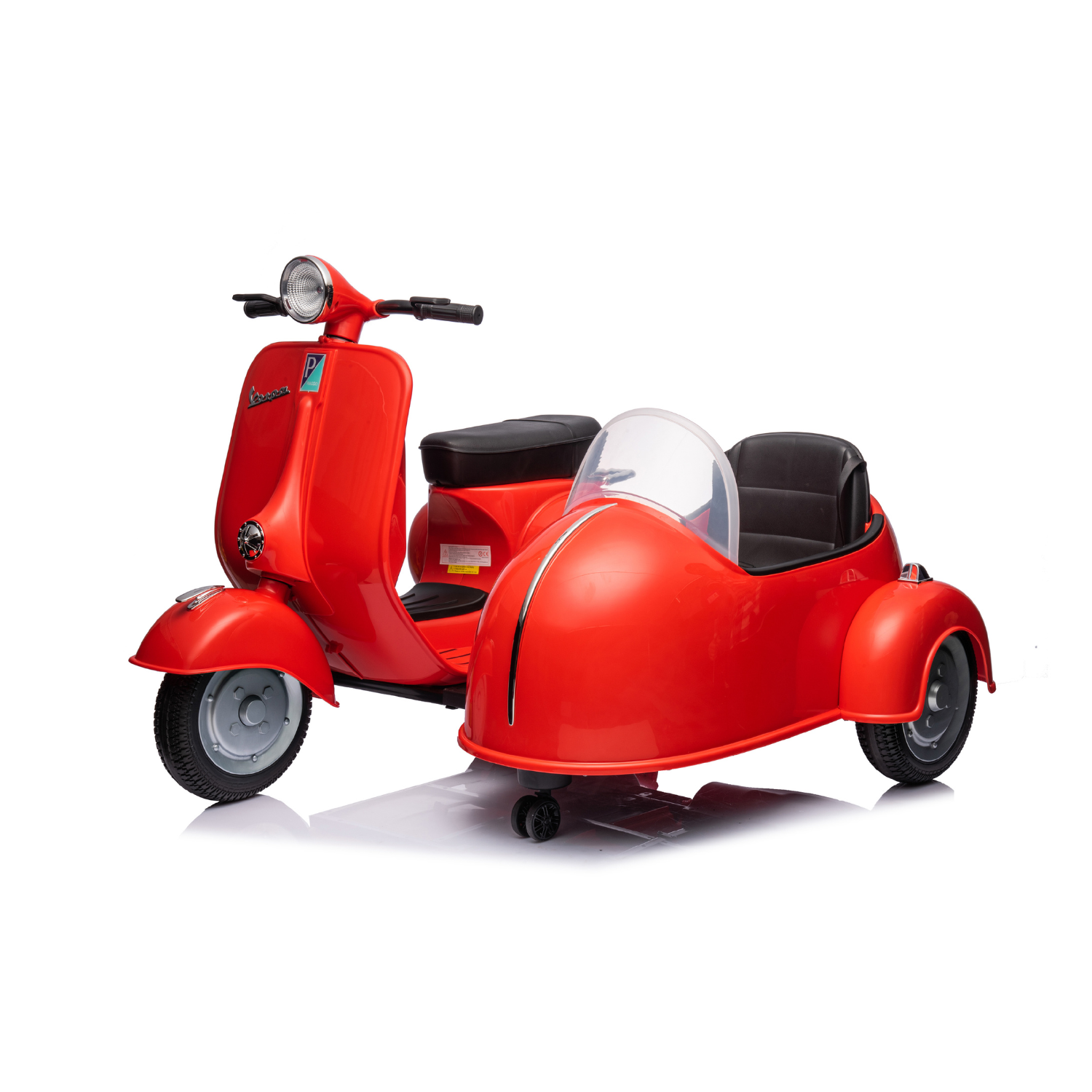 Moto Elettrica per Bambini Vespa Sidecar Big 12V con Licenza Ufficiale Luci Led Suoni Realistici Mp3 Integrato Telecomando