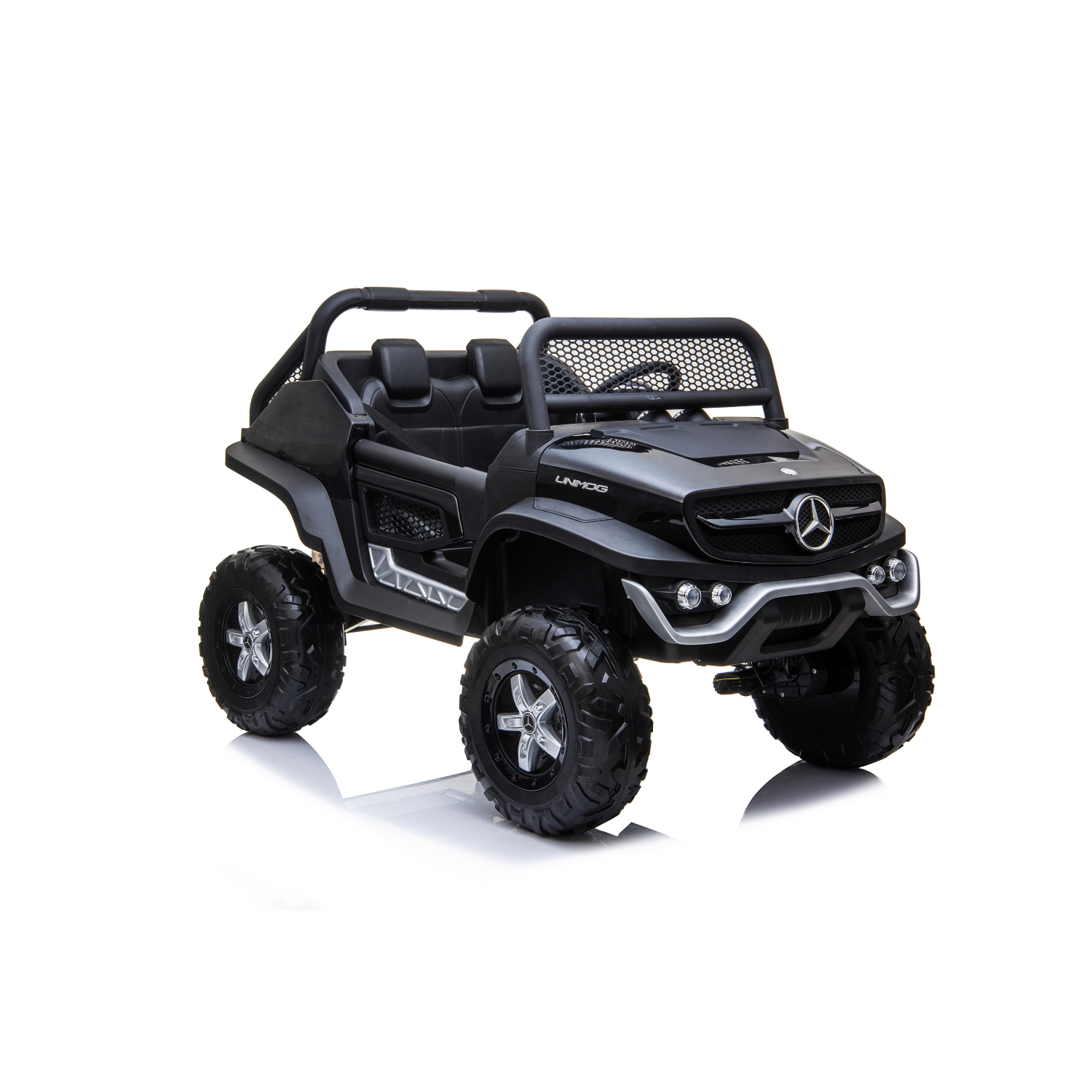 Auto Elettrica per Bambini Mercedes Unimog 12V con Licenza Ufficiale Luci Led Suoni Realistici Display MP4 Telecomando Cinture di Sicurezza