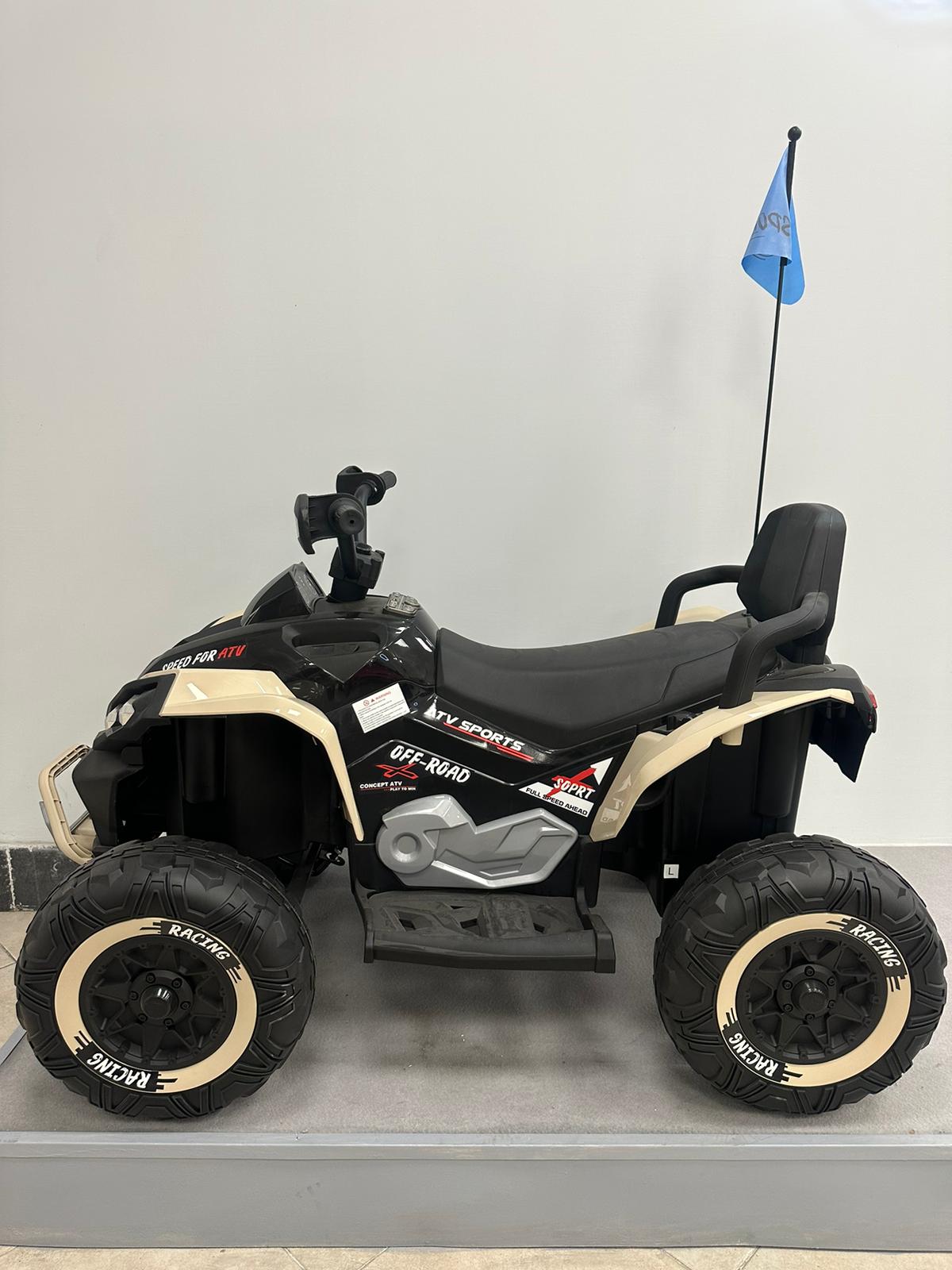 Quad Elettrico Atv Safari 12V Luci Led Suoni Realistici Mp3 Integrato Telecomando